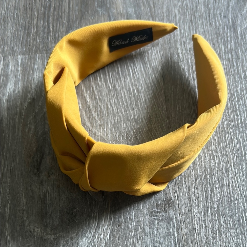 Mustard Yellow Wrapped Fabric Headband with Top Knot